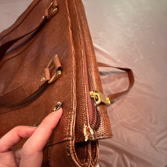 DVF Brown Leather Tote/Laptop Bag w/ Gold Hardware MSRP $428 - Picture 3 of 15